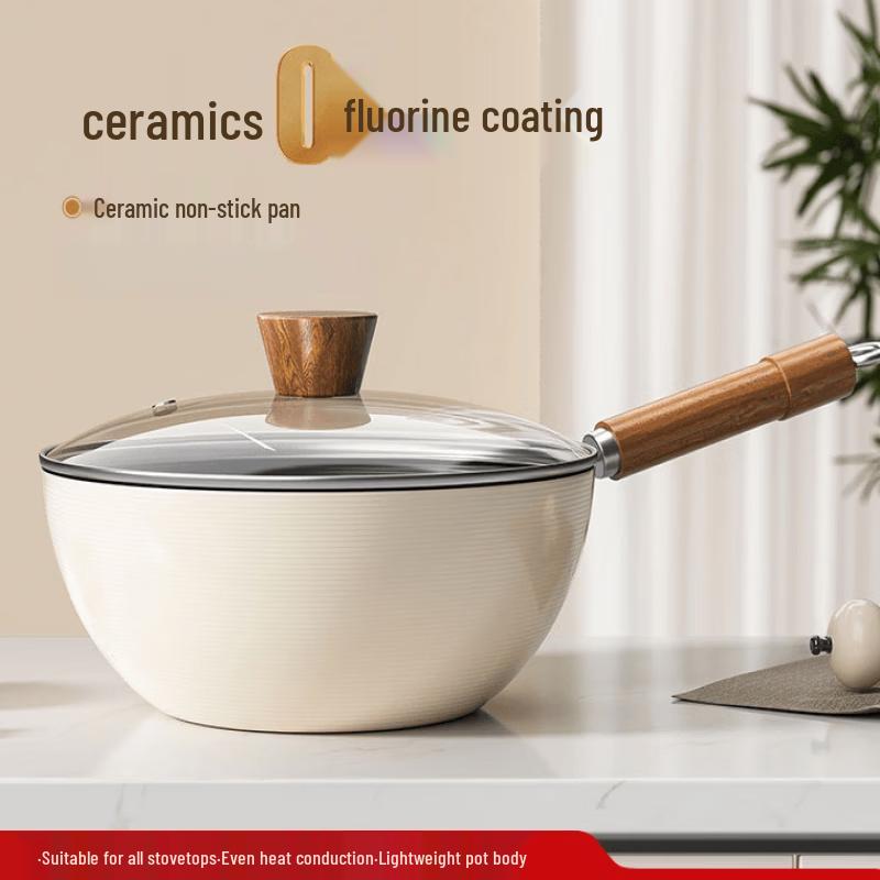 ZISIZ 24cm Universal Titanium Non-Stick Stir-Fry Pan