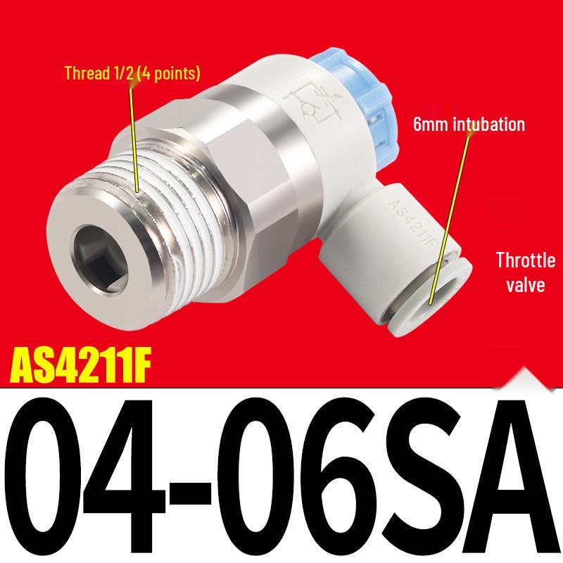 SMC AS1201F Pneumatic Speed Control Valve - Adjustable Throttle Push-Lock Fitting for Cylinder Control