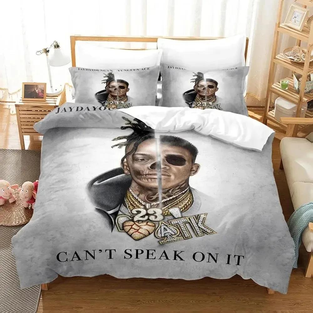 RIP Jaydayoungan Rapper Bedding Set Boys Girls Twin Queen Size Duvet Cover Pillowcase Bed Boys Adult Fashion Home Textileextile