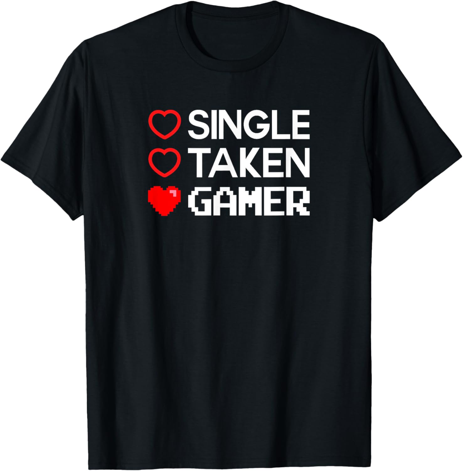 Gamer Single Taken Status Pixel Heart Graphic Tee Men s Casual Cotton T-Shirt Daily Wear 4XL