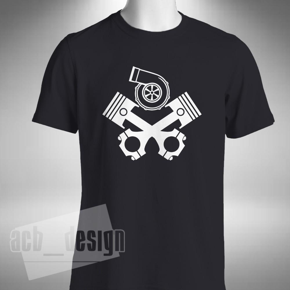 

Piston Turbo T-Shirt Skull and Crossbones Style Funny Mechanic Technician L