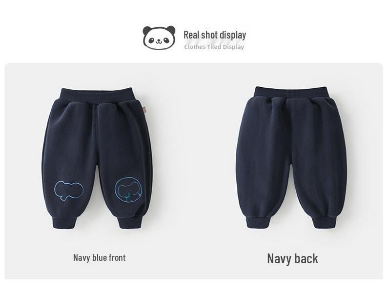 Kaka Panda Kids' Fleece-Lined Hoodie & Pants Set - Winter Warmth for Boys & Girls