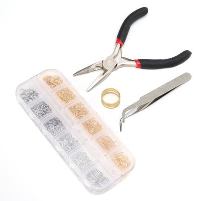 Ring Karabinerverschluss Set mit Werkzeugen Schmuck Ohrringe Halsketten DIY Herstellungszubehör