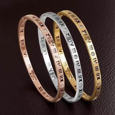 Titanium Steel Roman Numeral Bracelet: European & American Ins Style, High-End, Fade-Resistant Stainless Steel Jewelry
