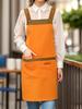 1pc Unisex Adjustable Apron with Pockets,Polyester 100% Non-Stretch, Regular Fit, Sleeveless, H-Shaped Hem, Woven for Cooking, Baking,Restaurant Staff