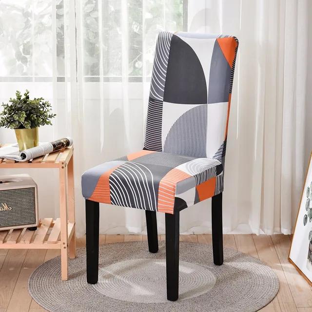 New Geometric Dining Chair Cover Spandex Elastic Chair Slipcover Case Stretch Chair Covers for Wedding Hotel Banquet Dining Room