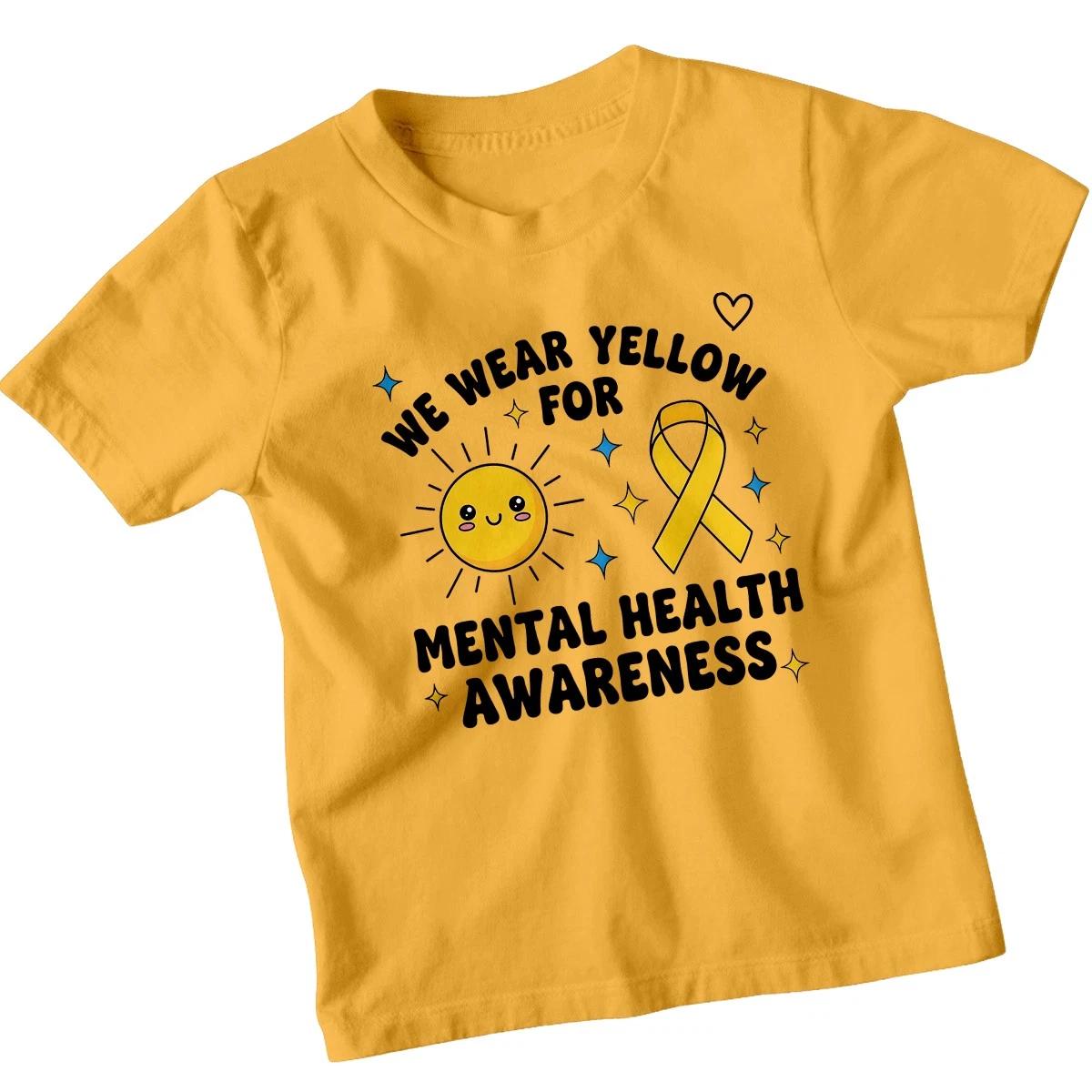 

We Wear Yellow For KIDStal Health Awareness Kids T-Shirt Support Tee 160