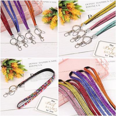1pc Badges Rhinestone Crystal Card Holder Hanging Rope Lanyard Necklace Neck Strap