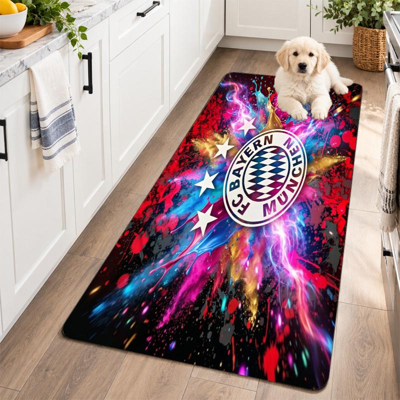 Flannel Kitchen Mat Bayern Munich Soft Area Rug Non Slip Floor Carpet Home Decoration