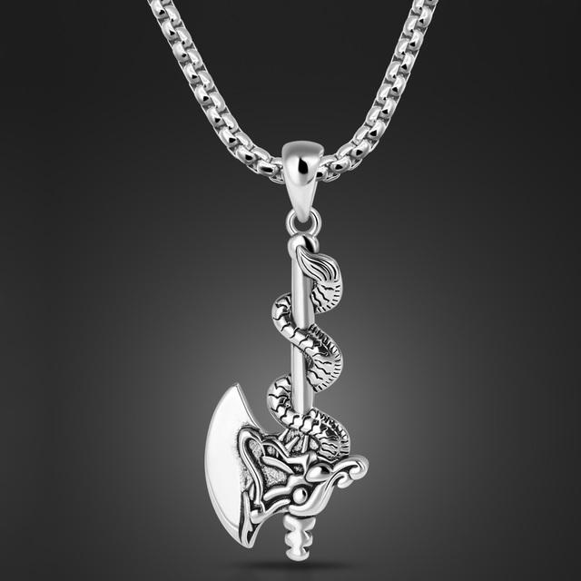 

Новое винтажное мужское ожерелье из 100% стерлингового серебра 925 пробы с драконом, мужское ожерелье с топором, коробка-цепочка, колье, Корея, Япония, ювелирные изделия, подарок зелёный
