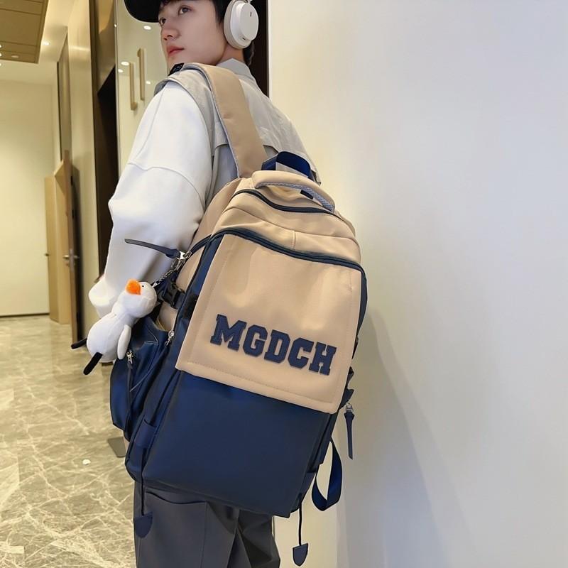 

Unisex Fashionable Couples Backpack Large Capacity For College Students High School Leisure Bookbag синий