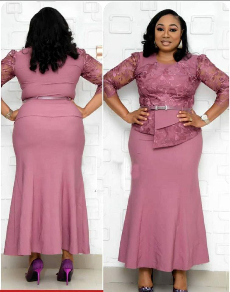 Plus Size Women s Lace Patchwork Formal Dress Long Skirt JX020 3XL