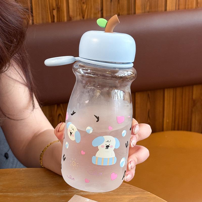 

Kawaii Puppy Water Bottle 500ml Cute Plastic Portable Coffee Juice Matcha Cup Leakproof Drinking Bottle BPA Free For Woman Kids 500ml синій