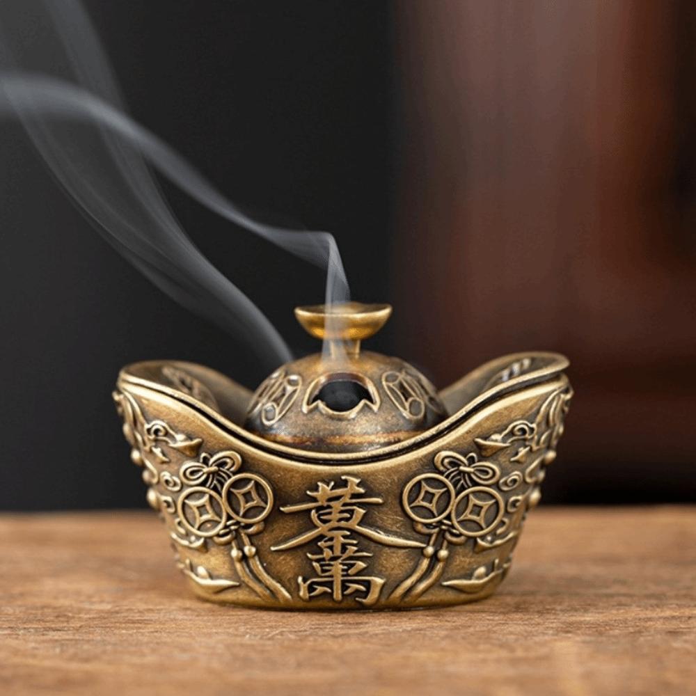 Handheld Incense Holder Metal Incense Rack New Desktop Ornament  Home Decor A-Bronze