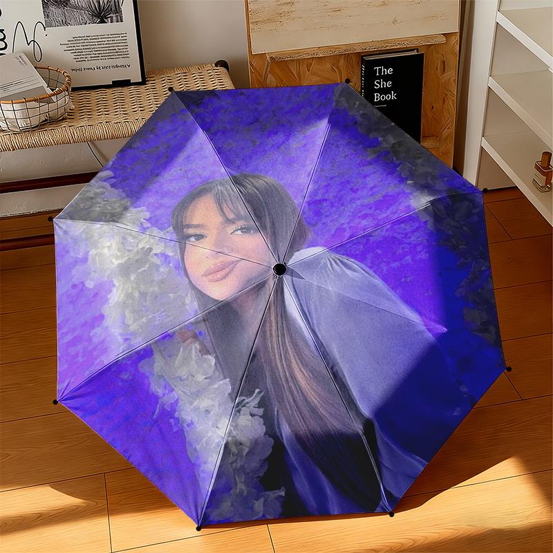 1pc Ayliva's Personal Photobook Umbrella Portable Folding Umbrella Iron Frame Hole Bone Structure Outdoor Home Umbrella