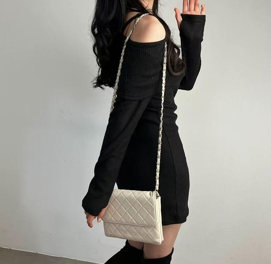 Korean Style Petite Spicy Girl Bodycon Dress: One-Shoulder Camisole with Lapel, Hip-Hugging Short Skirt for Spring/Autumn