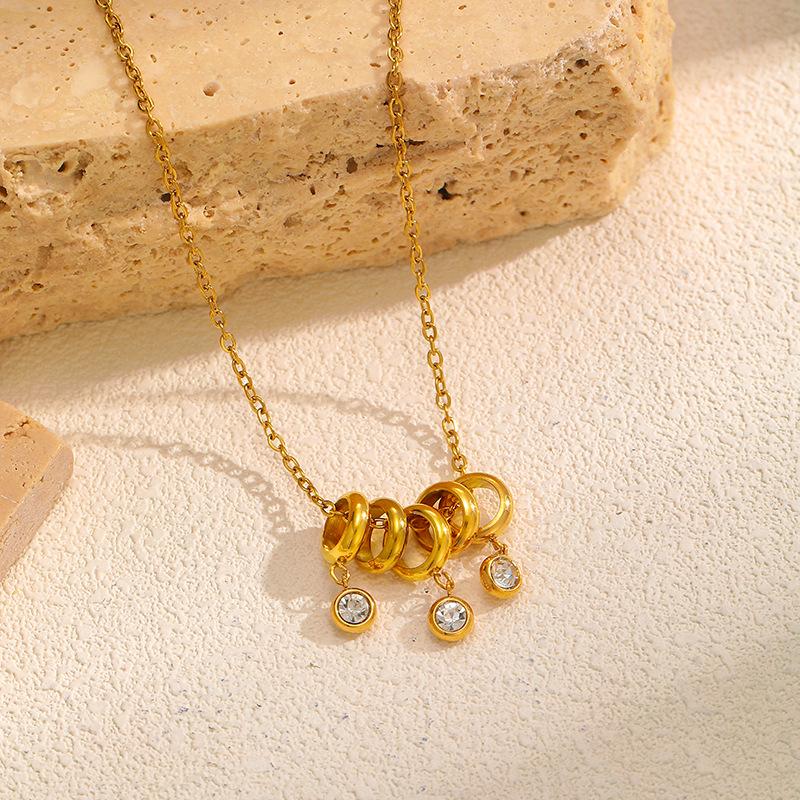 Titanium Steel Gold Plated Crystal Necklace For Women Luxury Elegant Jewelry Fade Resistant Accessory