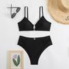 2025 Solid Color Two-Piece Bikini European & American Style