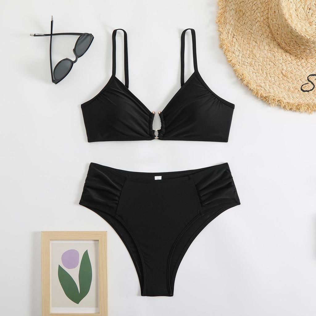 2025 Solid Color Two-Piece Bikini European & American Style