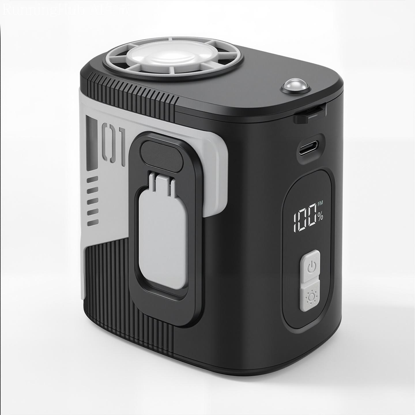 

Outdoor USB Rechargeable Cooling Fan with Digital Display & Extended Battery Life. Ice Cooling Version