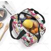 Pink Summer Fruits Watermelon Pineapple Cat Insulated Lunch Bag for Girls Reusable Lunch Tote Portable Lunch Box Cooler Bag