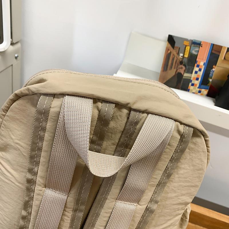 Solid Color Pleated Backpack Men's Lightweight Travel Small Backpack Women's School Bag