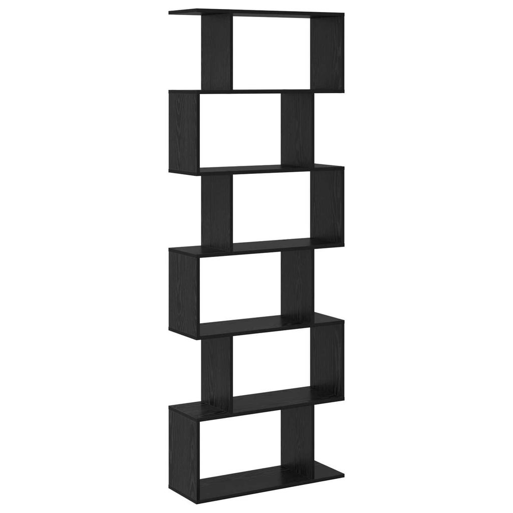 Black layered bookshelf, open plant rack, display and storage shelf for the foyer, living room, and study, 70x24x193.5 cm