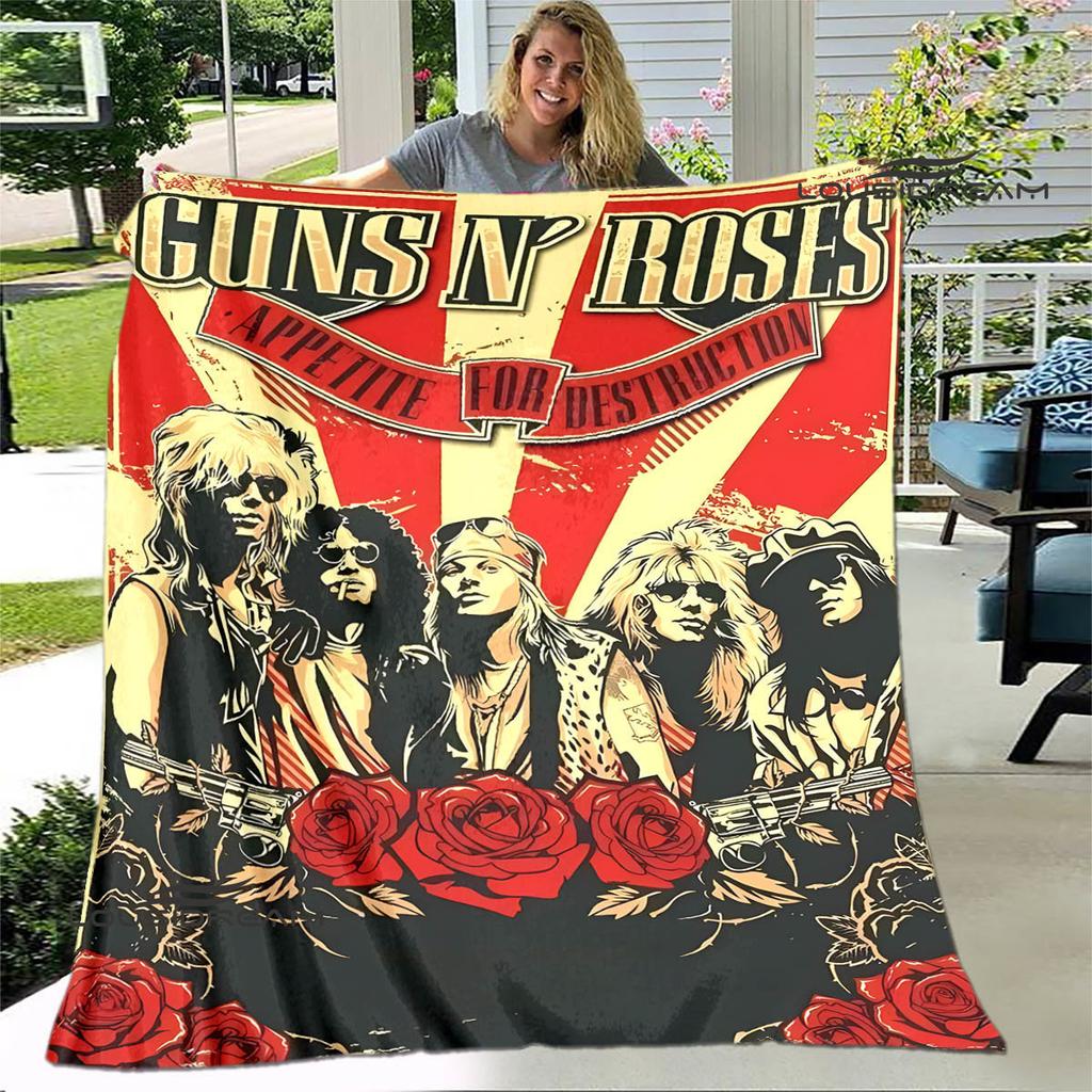 Guns n'roses band retro print blanket Flannel Soft Comfort Blanket Home Travel Blanket Kids Warm Blanket birthday gift