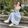 Salt Girl Plaid Dress Fake Two Pieces Summer Temperament Suspender Skirt Schoolgirl Sweet a Word Skirt