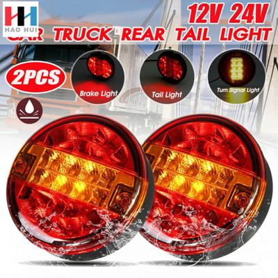 Round Hamburger Lamps Super Bright 12v 24v For Car Lorry Truck Van Trailer Car Accessories 20-led Tail Light Universal Led Light