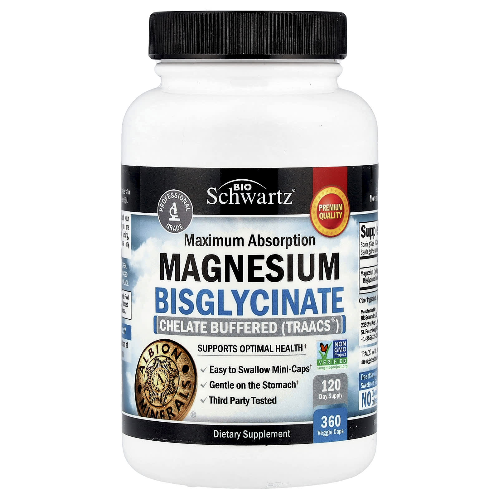 

Maximum Absorption Magnesium Bisglycinate Veggie Capsules 360