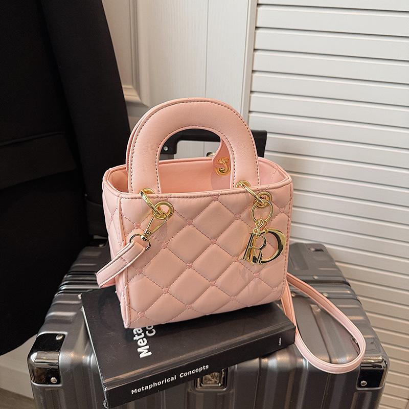 Fashion Texture Rhombus Portable Small Square Bag Women's Bag Summer New Shoulder Bag Commuter Messenger Bag