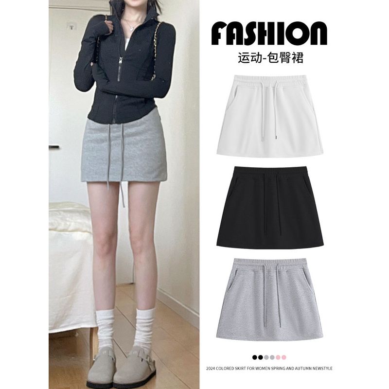

Gray Sports Women s Summer New Arrival High Waist Hip-Wrapped Skirt White M
