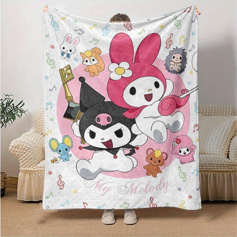 

1pc My Melody and Friends Blanket, Soft Throw for Room Decor, Perfect Gift for Family and Friend, Seasonal Use Home Decoration, Cozy Bedding Accessory 130x150cm