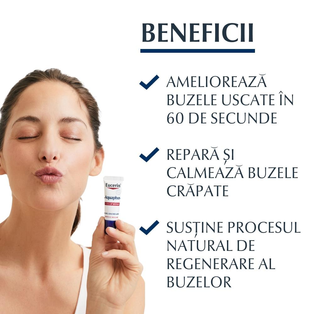 Eucerin Aquaphor Lip Balm, 10 g – Intense Hydration, Protection for Dry and Chapped Lips, Fragrance-Free Formula