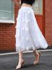 Charming Floral Applique Mesh Skirt - Elasticated Waist for Comfort - Casual Chic Style - Perfect for Womens Everyday Wardrobe
