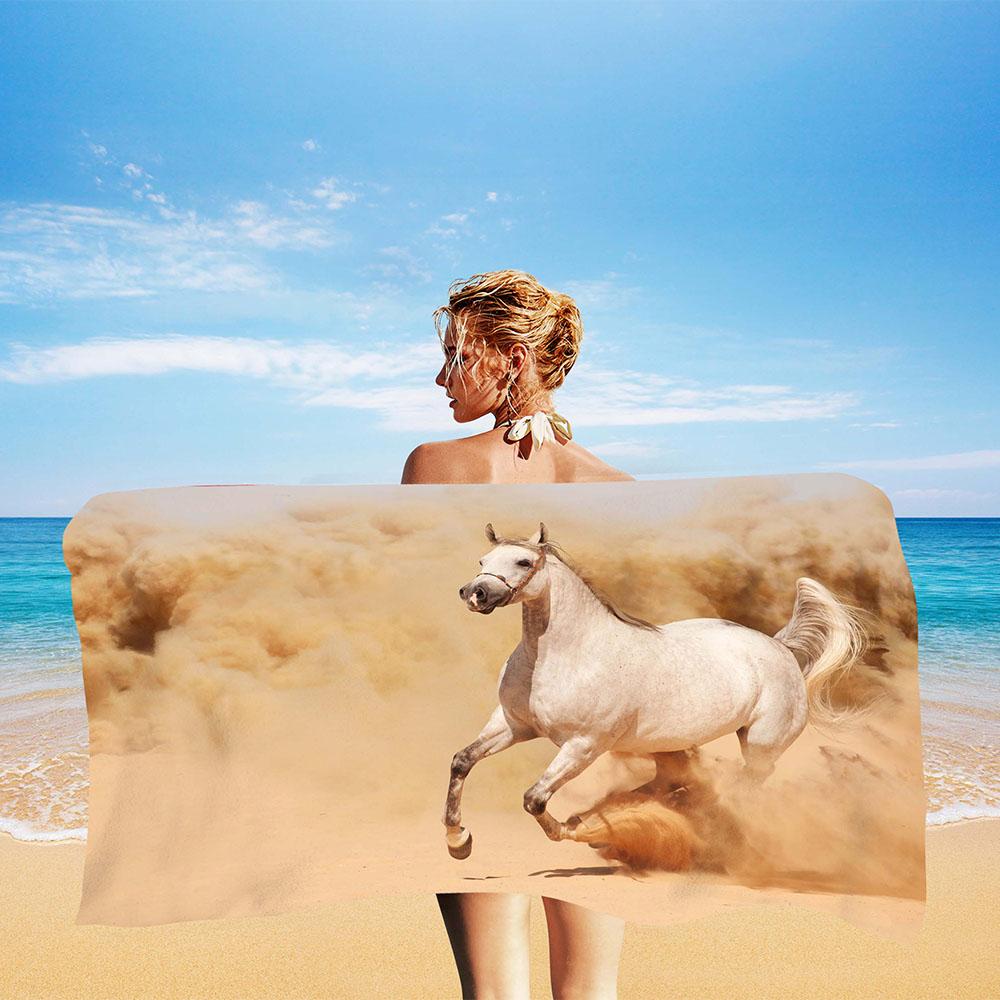 Asciugamano da Spiaggia Cavallo al Galoppo Animale Fresco Estate Microfibra Asciugatura Rapida Asciugamani da Bagno Bambini Adolescenti Viaggio Campeggio Tappetino Sportivo Regali Spa
