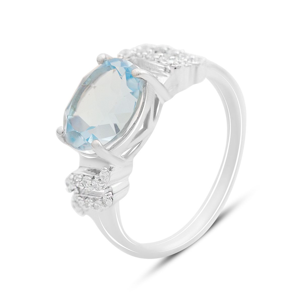 

Silver ring with natural topaz 3.6ct, product weight 3.24 g (2166191) 18.5 небо синє світло кольору