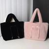 Versatile Plush Handbag Chinese Style Soft Shoulder Bag Trendy Hasp Bow Velvet Tote Bag  Shopping