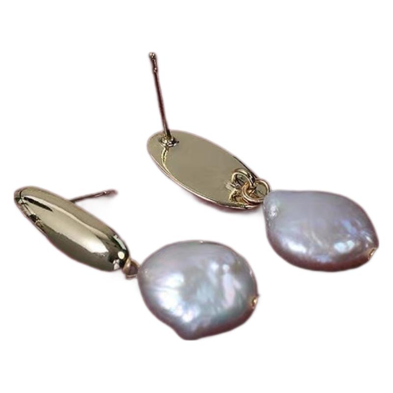 Premium retro celebrity temperament stud earrings irregular special-shaped natural baroque natural freshwater pearl earrings