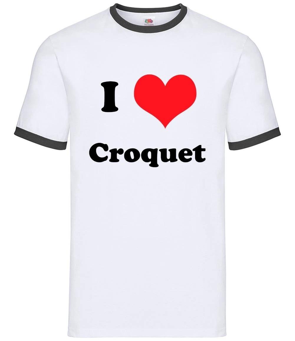 I Love Croquet - Mens Ringer - Player Equipment Sport Set Game Garden XXXXL
