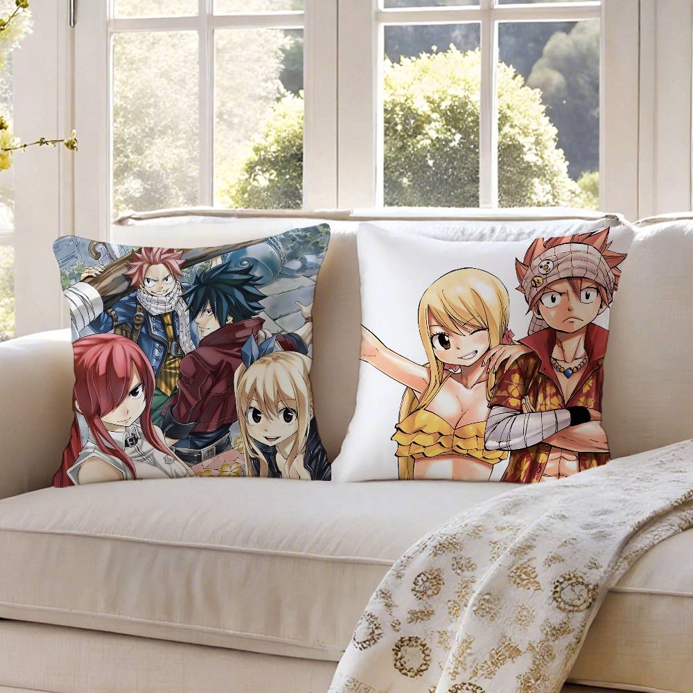 F-Fairy T-Tail Pillow Case Anti-dustmite Pillowcase Invisible Zipper Silky Short Plush Sofa Cushion Cover