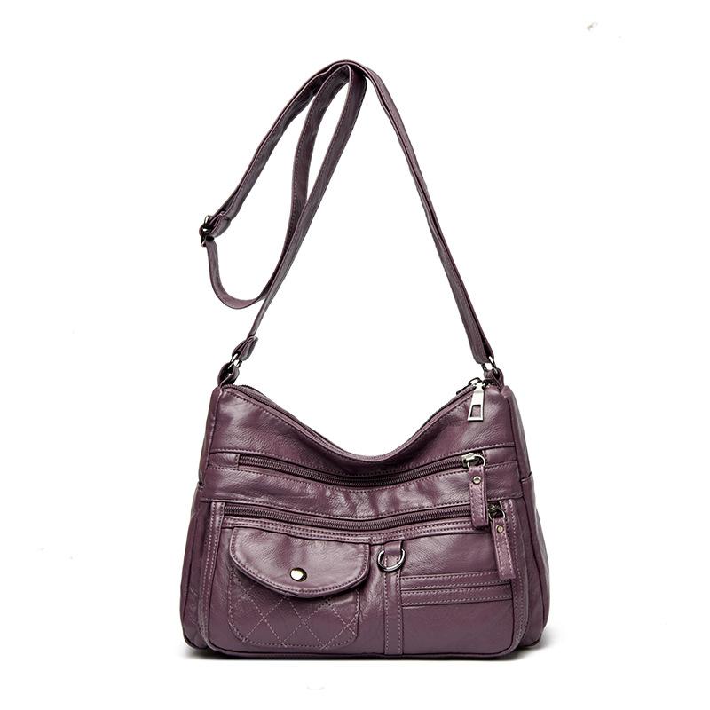 

Многосекционная наплечная сумка для среднего возраста, сумка кроссбоди, женская сумка из мягкой кожи, сумка для мамы фиолетовый