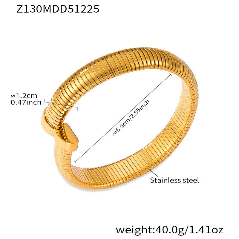 18k Gold-Plated Stainless Steel Snake Bangle with Zirconia