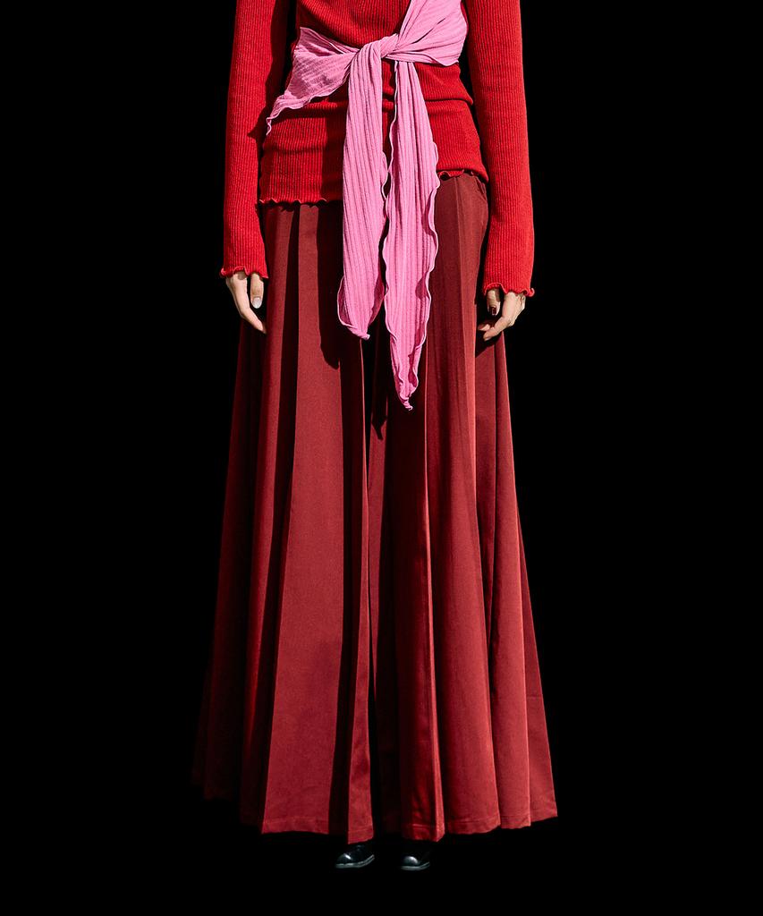Lekyulli Wide Pleated Pants Burgundy