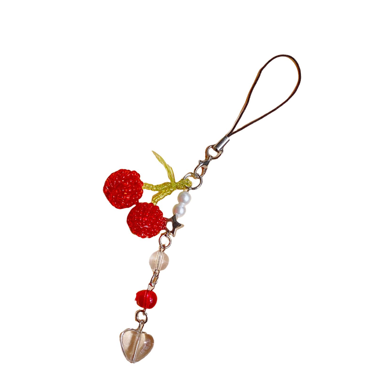 

Стильный телефонный шнурок с подвеской в виде вишни, съемный цветной брелок с бусинами, портативный аксессуар для женщин и девочек C