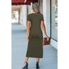 Women's Fashion Summer Spring Solid Color Print Sleeveless O-Neck High Waist Casual Dresses