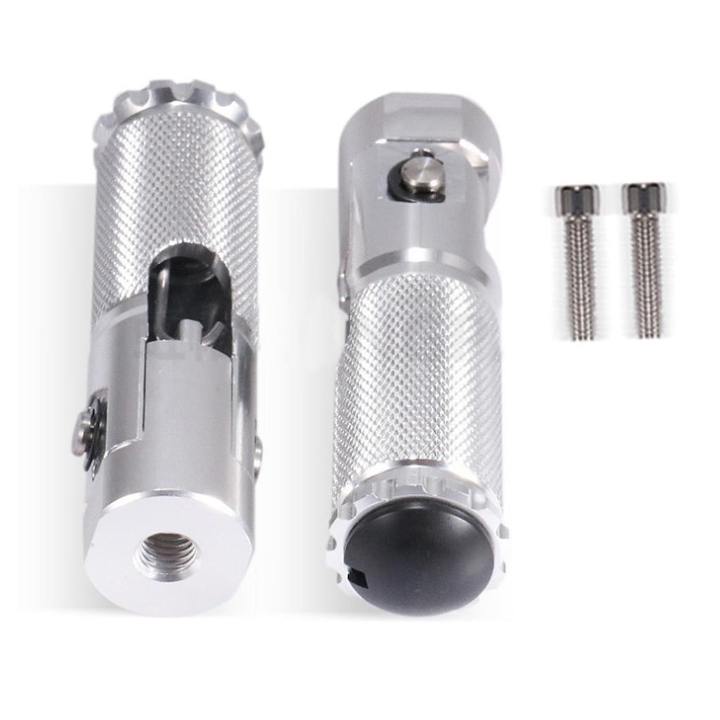 SZYUMO Universal Motorcycle 8mm Foot Pedal CNC Aluminum Alloy Round Folding Pedal Return Accessory Silver