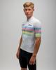 Santini Men's UCI World Cycling Jersey, White, Arc En Ciel
