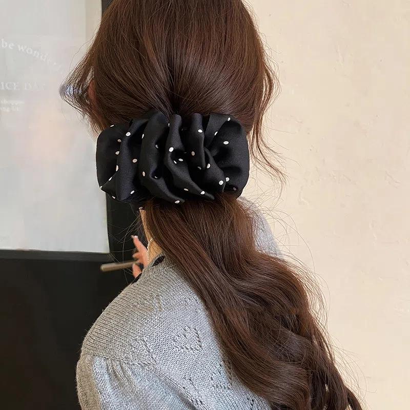 

Элегантный зажим-банан в горошек для женщин 2025 года, новый модный бант-заколка для волос, заколки, аксессуары для волос, корейский головной убор чёрный